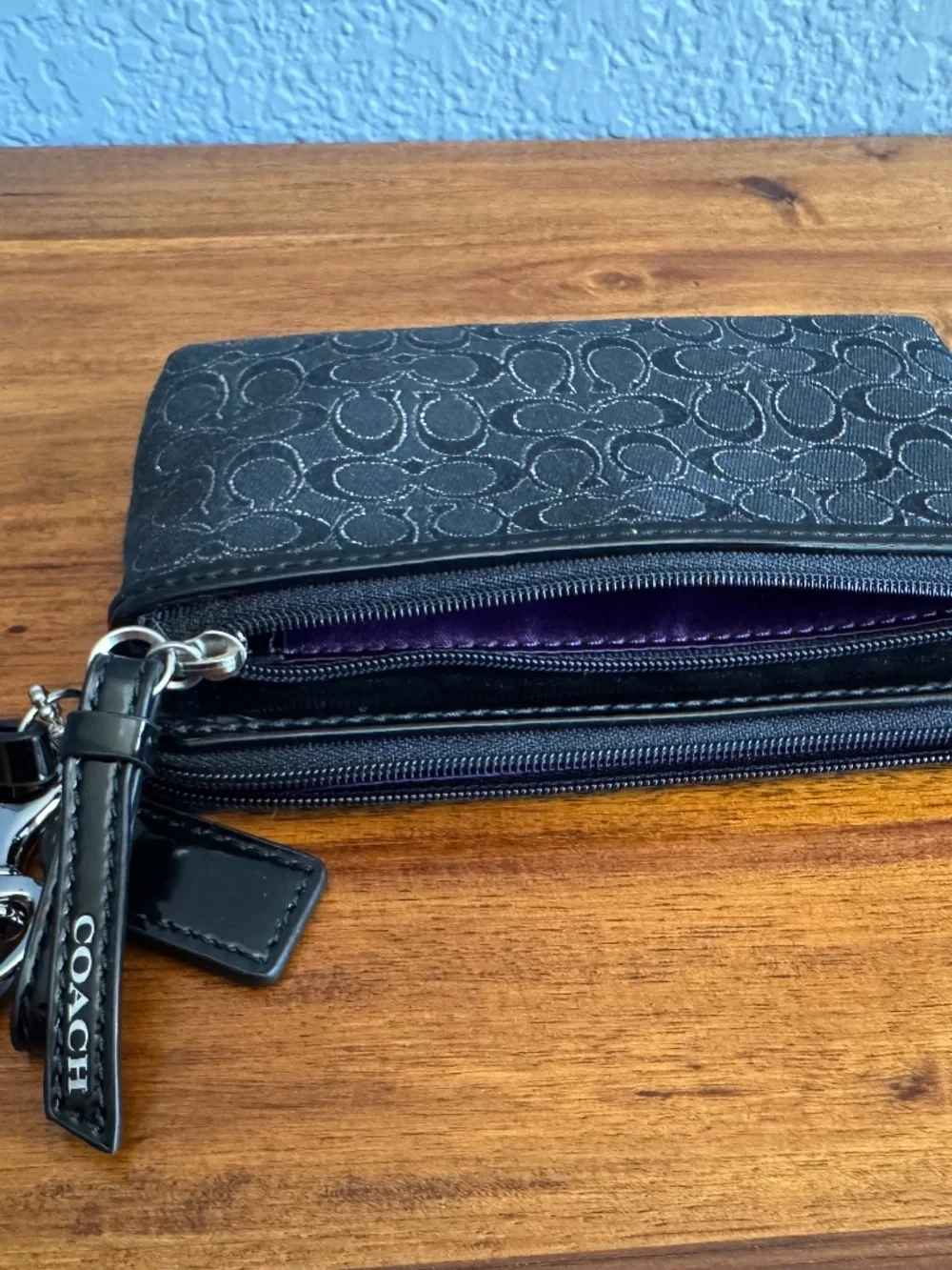 Coach Black and Silver Wristlet